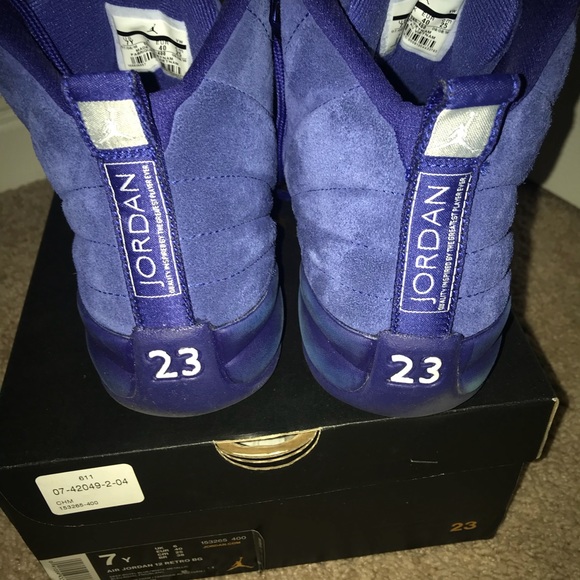 Jordan  Retro 12 Youth Sz Blue Suede - Picture 4 of 5
